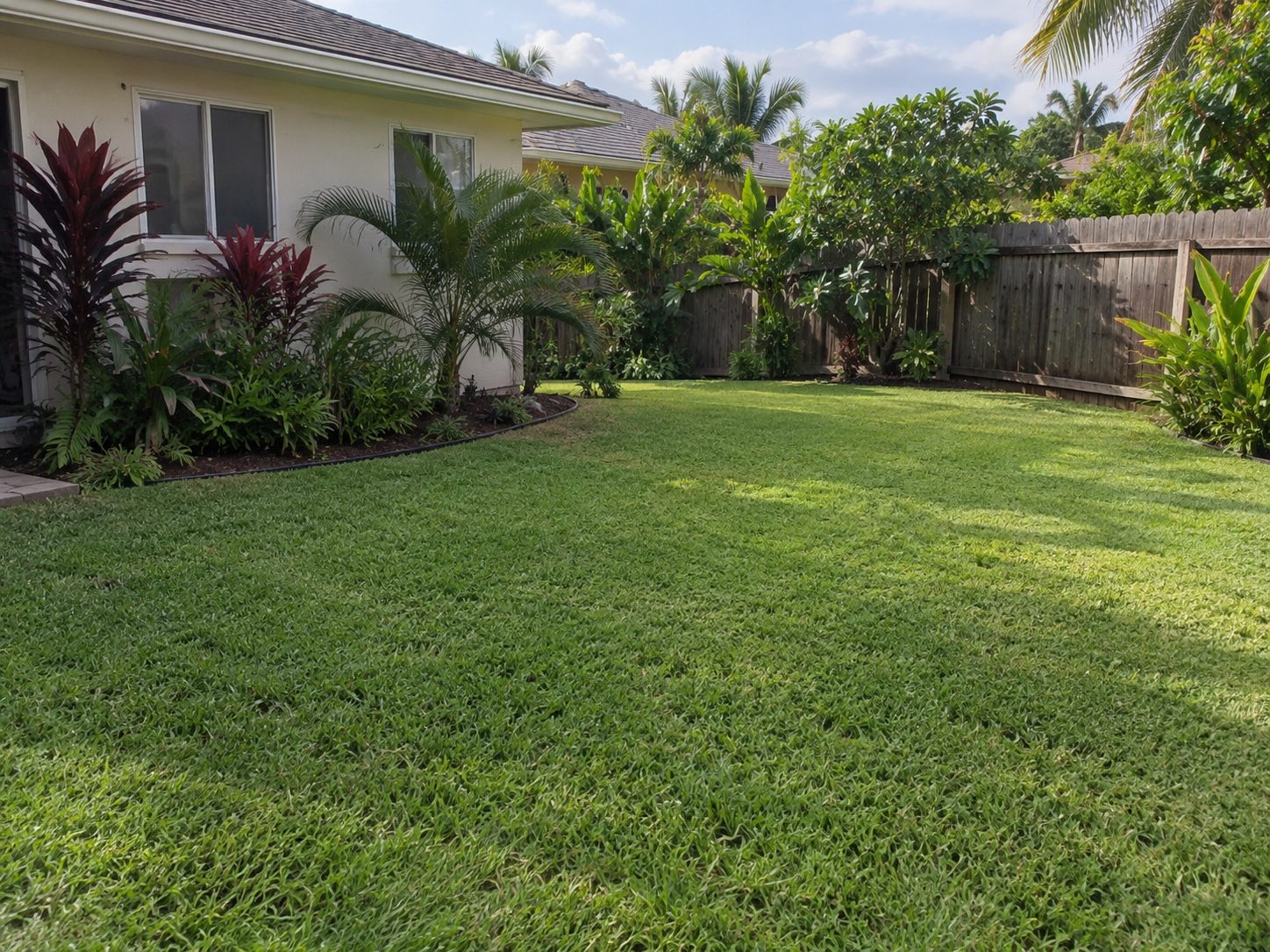 A level, restored lawn where a stump used to be